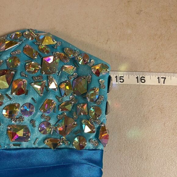 Dresses by Deb Blue Embellished Strapless Princess Prom Dress 7/8 - Picture 10 of 12